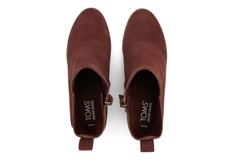 Kozaki Damskie Toms Sutton Chestnut Zamszowe Koturny Brązowe | 7039YZKQD