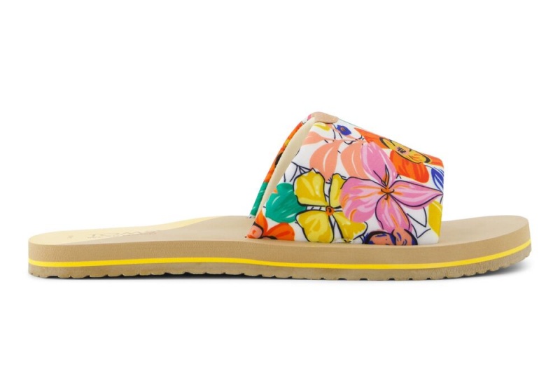 Sandały Damskie Toms Carly Painted Floral Jersey Klapki Kwiaty | 6380VKRMN