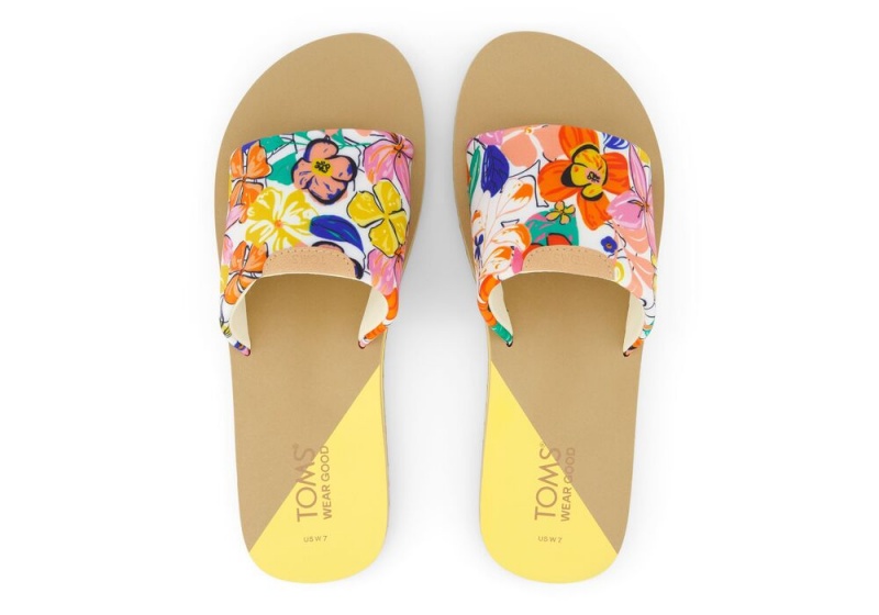 Sandały Damskie Toms Carly Painted Floral Jersey Klapki Kwiaty | 6380VKRMN