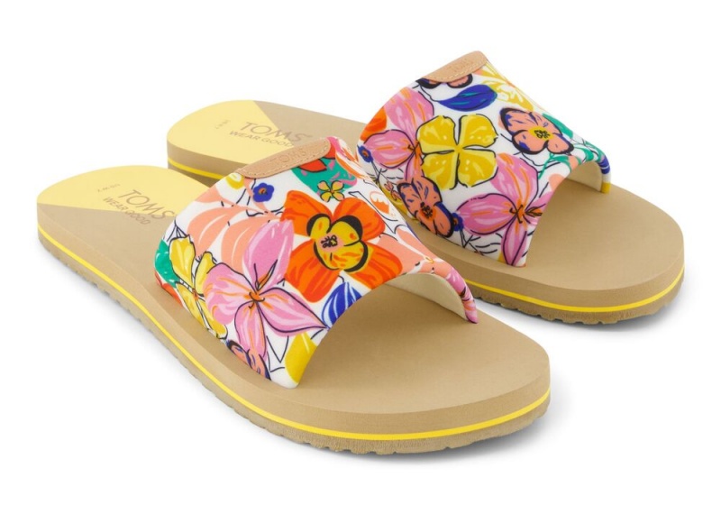 Sandały Damskie Toms Carly Painted Floral Jersey Klapki Kwiaty | 6380VKRMN