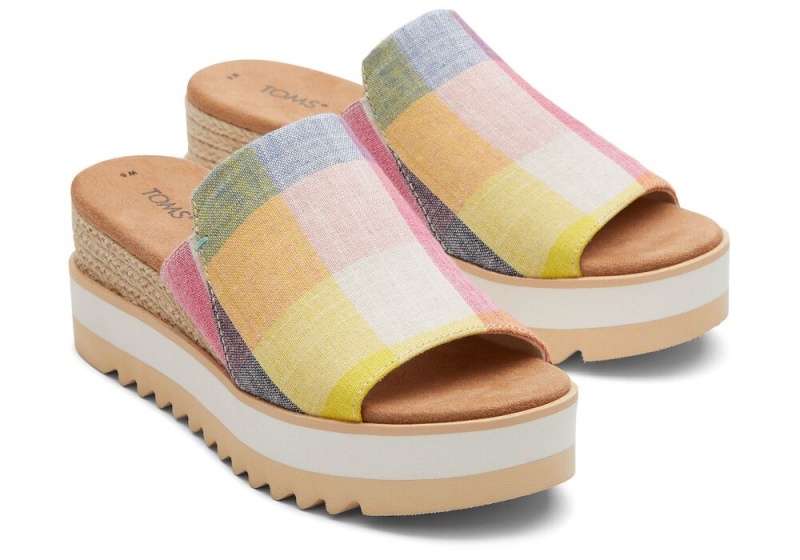 Sandały Damskie Toms Diana Mule Picnic Plaid Kolorowe | 4156BSHJU