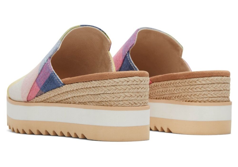 Sandały Damskie Toms Diana Mule Picnic Plaid Kolorowe | 4156BSHJU