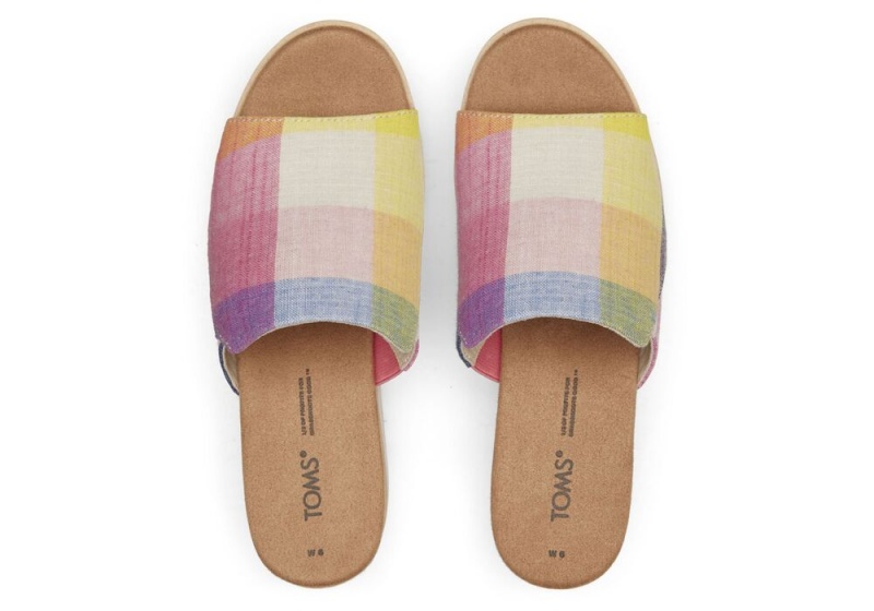 Sandały Damskie Toms Diana Mule Picnic Plaid Kolorowe | 4156BSHJU