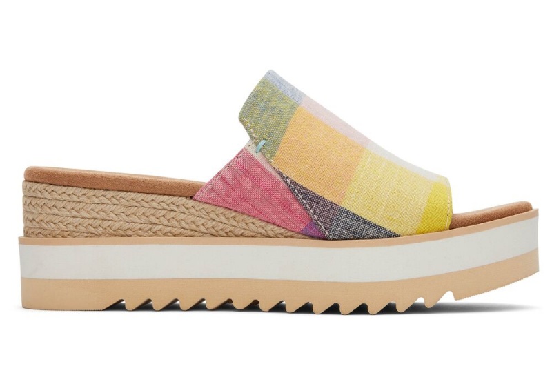 Sandały Damskie Toms Diana Mule Picnic Plaid Kolorowe | 4156BSHJU