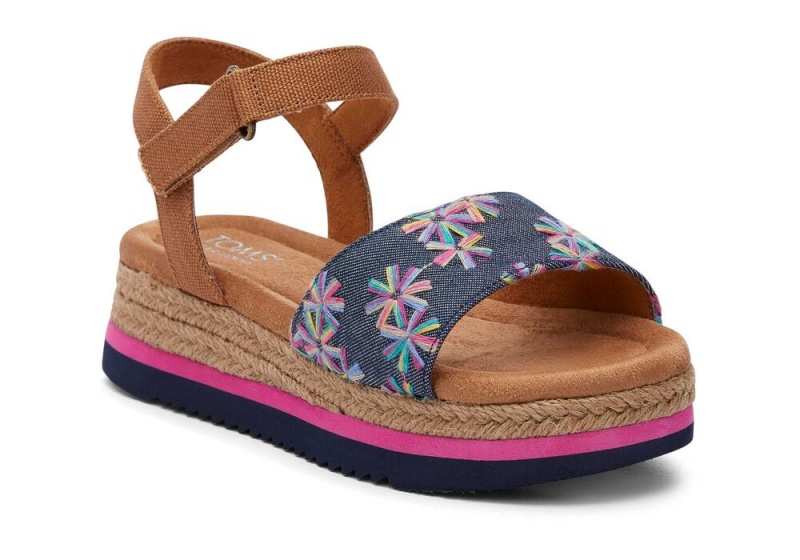 Sandały Dziecięce Toms Youth Diana Floral Embroidered Kids Shoe Granatowe | 8260WDBAV