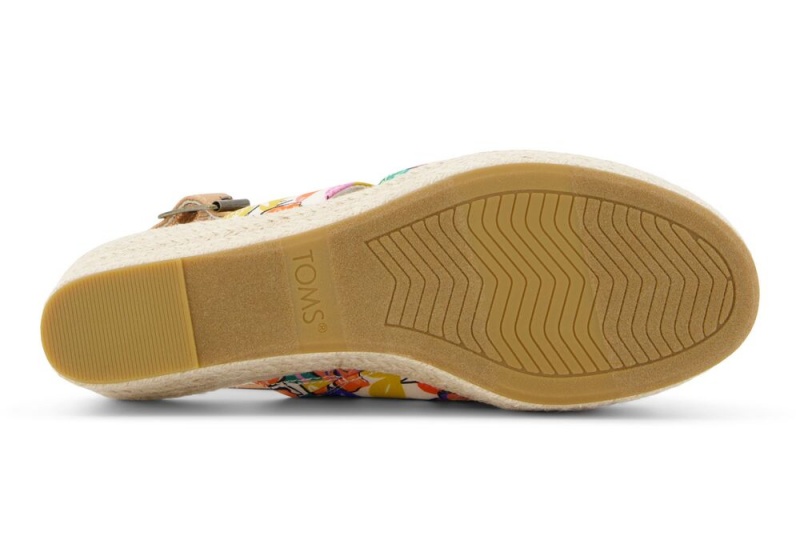 Sandały na Koturnie Damskie Toms Claudine Painted Floral Kwiaty | 4907TUGQS