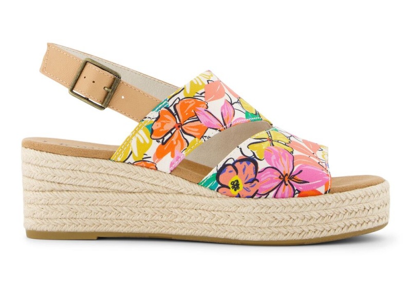 Sandały na Koturnie Damskie Toms Claudine Painted Floral Kwiaty | 4907TUGQS