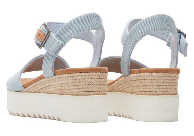 Sandały na Koturnie Damskie Toms Diana Denim Niebieskie | 0238ZYBHQ