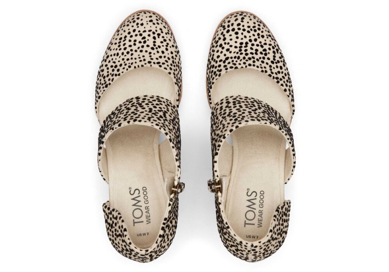 Sandały na Obcasie Damskie Toms Milan Mini Cheetah Closed Metalowym Heel Panterka | 3612ZTDBJ