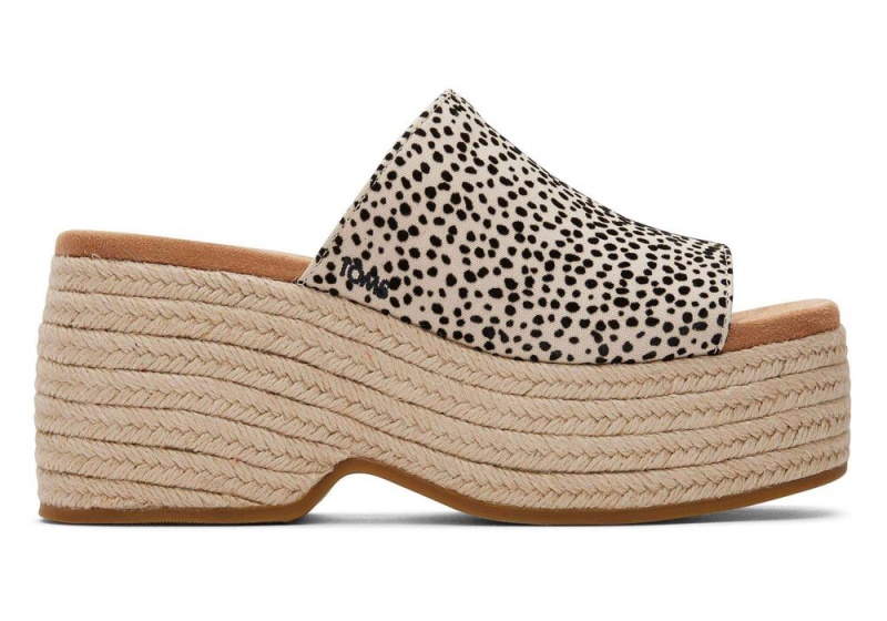 Sandały na Platformie Damskie Toms Laila Mule Mini Cheetah Panterka | 2164VIZKS