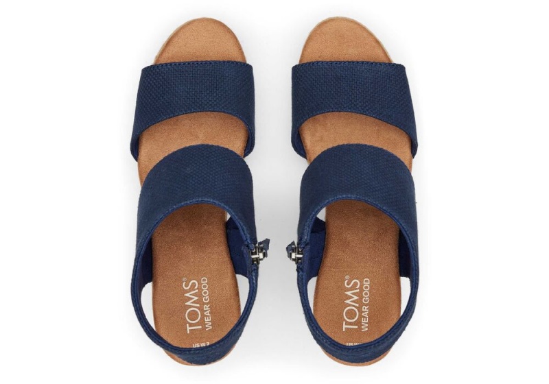 Sandały na Platformie Damskie Toms Majorca Rope Navy Granatowe | 2463CGAIM