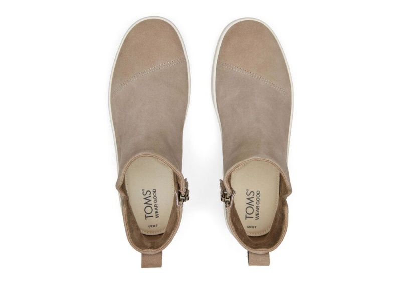 Trampki Damskie Toms Verona Mid Taupe Zamszowe Platformie Srebrne | 5694GANOY