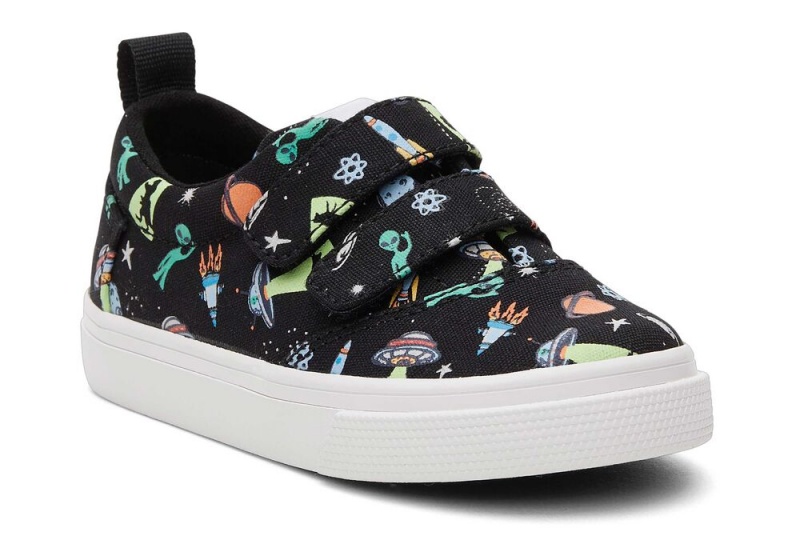 Trampki Dziecięce Toms Fenix Aleins Double StrapToddler Czarne | 0134UGVRN