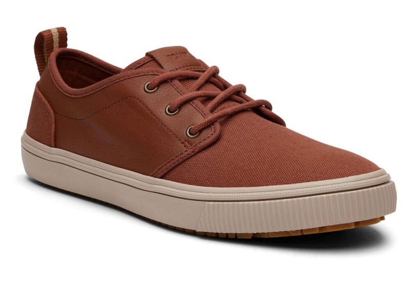 Trampki Męskie Toms Carlo Terrain Skórzane Wody Resistant Ciemny Brązowe | 9745ZDFYQ