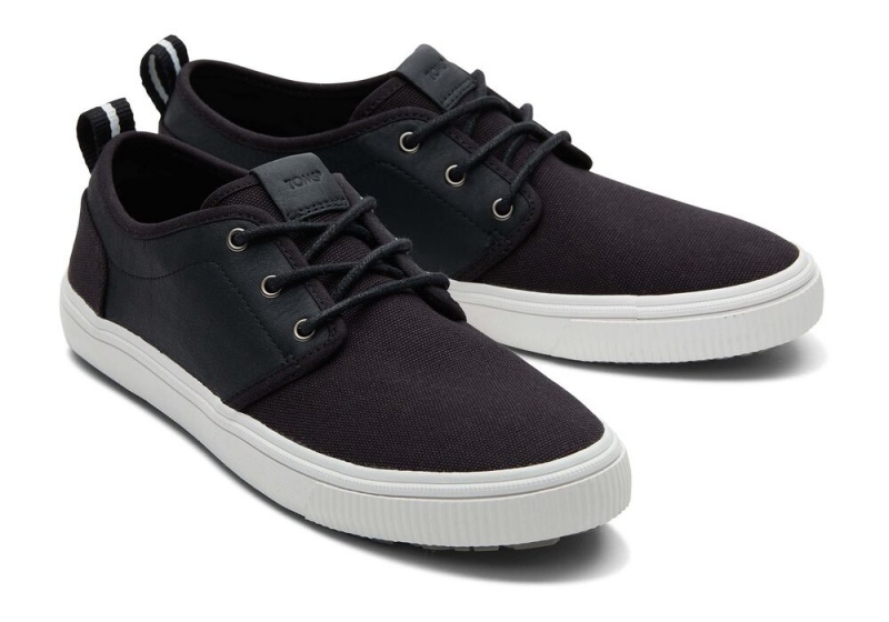 Trampki Męskie Toms Carlo Terrain Skórzane Wody Resistant Czarne | 2319GKQNA