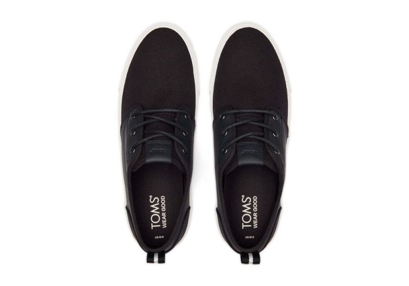 Trampki Męskie Toms Carlo Terrain Skórzane Wody Resistant Czarne | 2319GKQNA