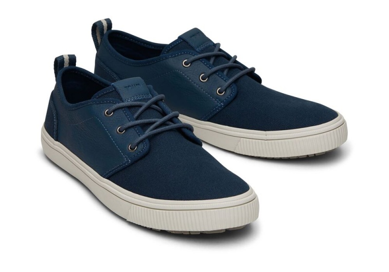 Trampki Męskie Toms Carlo Terrain Skórzane Wody Resistant Ciemny Indygo | 7842DUXYQ