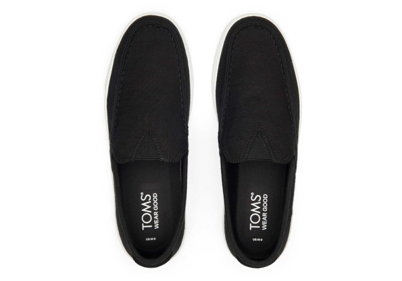 Trampki Wsuwane Męskie Toms TRVL LITE Recycled Bawełniane Loafer Czarne | 5608YQELD